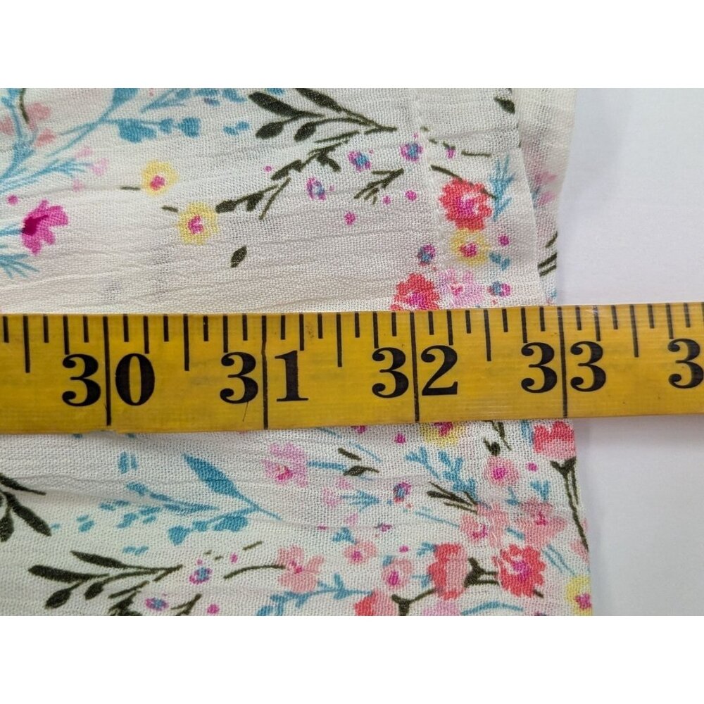 Lily Rose size L Ruffle Button Front Flutter Romper Pink Aqua Florals Juniors - Picture 14 of 14
